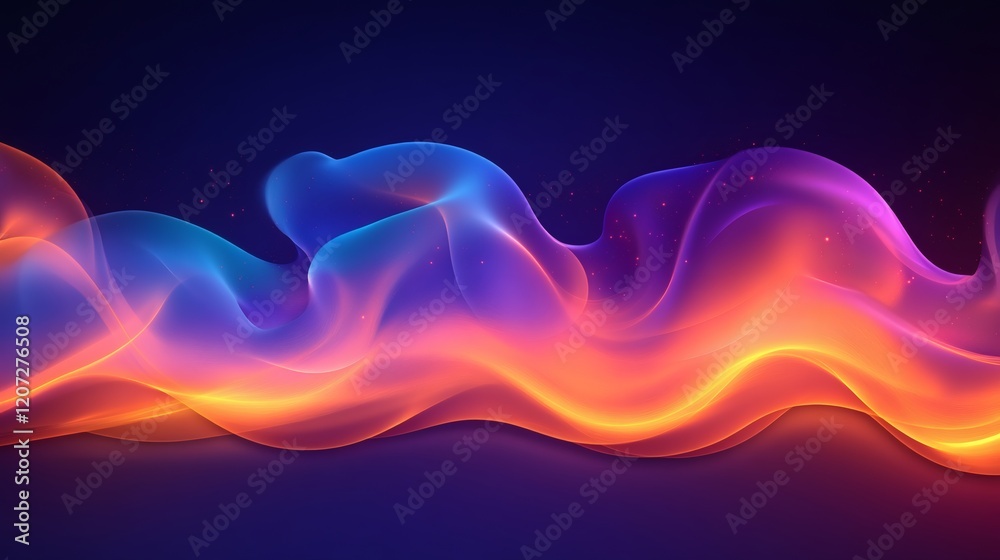 Obraz premium Abstract Colorful Waves Flowing Dynamically Across Dark Background