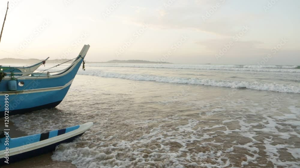 video with the coast of the Indian Ocean in Sri Lanka. The beach with calm waves. video with the coast of the Indian Ocean in Sri Lanka. The beach with calm waves.