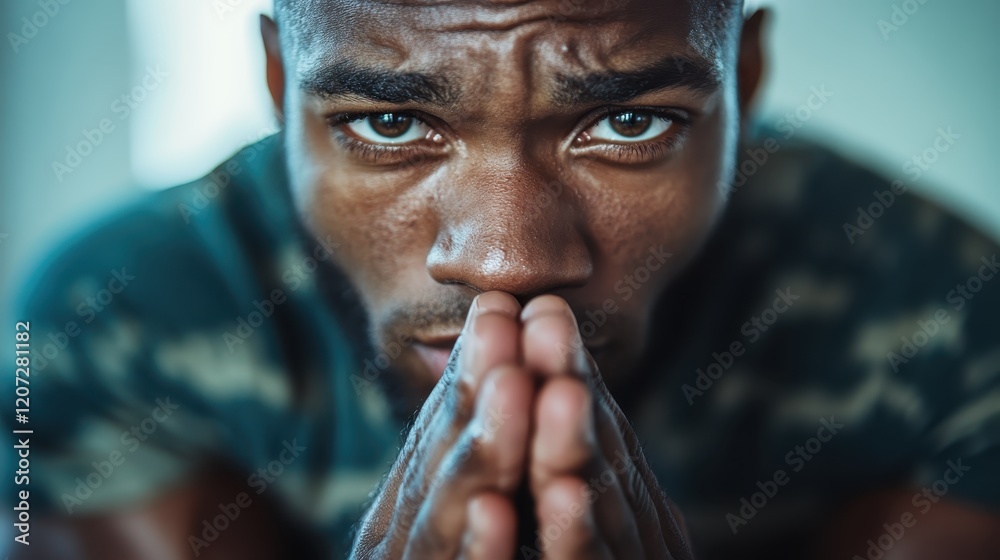 An intense close-up captures a man's face as he deeply reflects, highlighting the complex emotions and thoughts experienced by humans in moments of solitude. An intense close-up captures a man's face as he deeply reflects, highlighting the complex emotions and thoughts experienced by humans in moments of solitude.