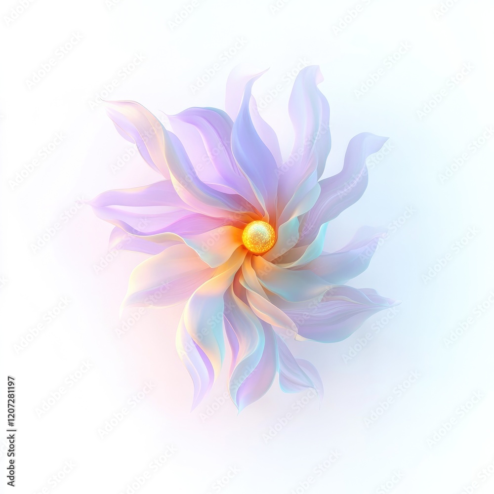 Obraz premium commercial photography for advertising campaign fantastical 3d herbal flower with spiraling luminous petals and glowing