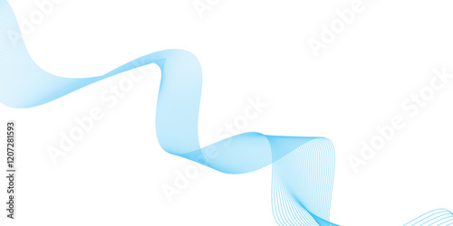 Abstract soft blue glowing wave curved lines background. Digital frequency track equalizer. Vector illustration.	