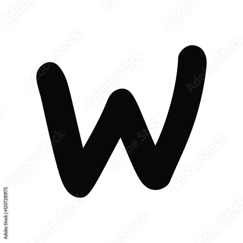 W glyph icon with white background vector stock illustration