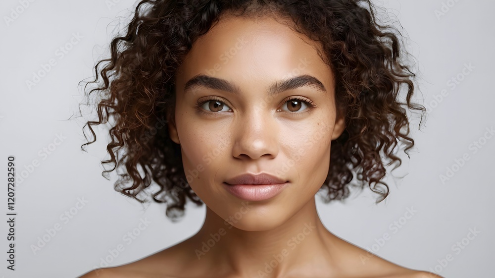 Portrait of mixed-race attractive good-looking healthy woman with healthy glow radiant skin and natural beauty on white background Portrait of mixed-race attractive good-looking healthy woman with healthy glow radiant skin and natural beauty on white background