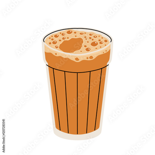 Teh Tarik Pulled milk tea in the Southeast Asian countries of Malaysia, Singapore, Indonesia, and Brunei. Vector illustration