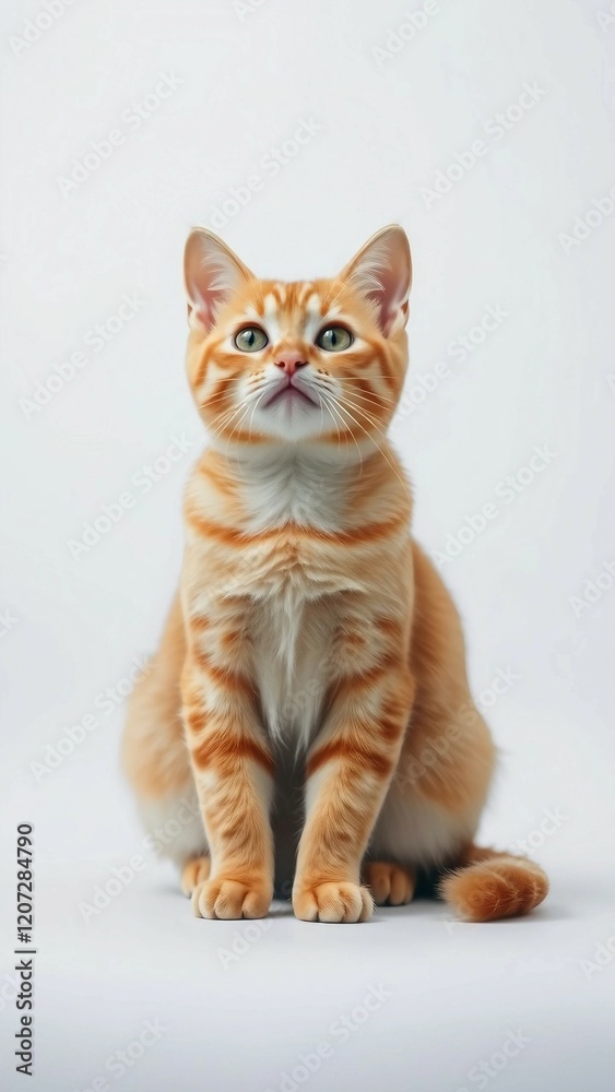 Cute British orange cat sitting isolated on transparent background vertical Cute British orange cat sitting isolated on transparent background vertical