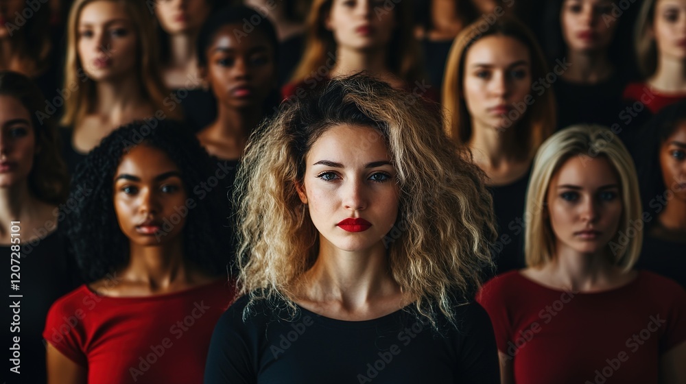 Fototapeta premium Diverse group of women united, standing for equality and empowerment.