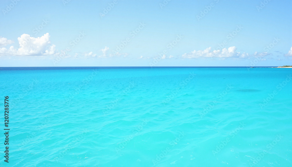 Serene azure sea under bright sky, endless tranquility Serene azure sea under bright sky, endless tranquility