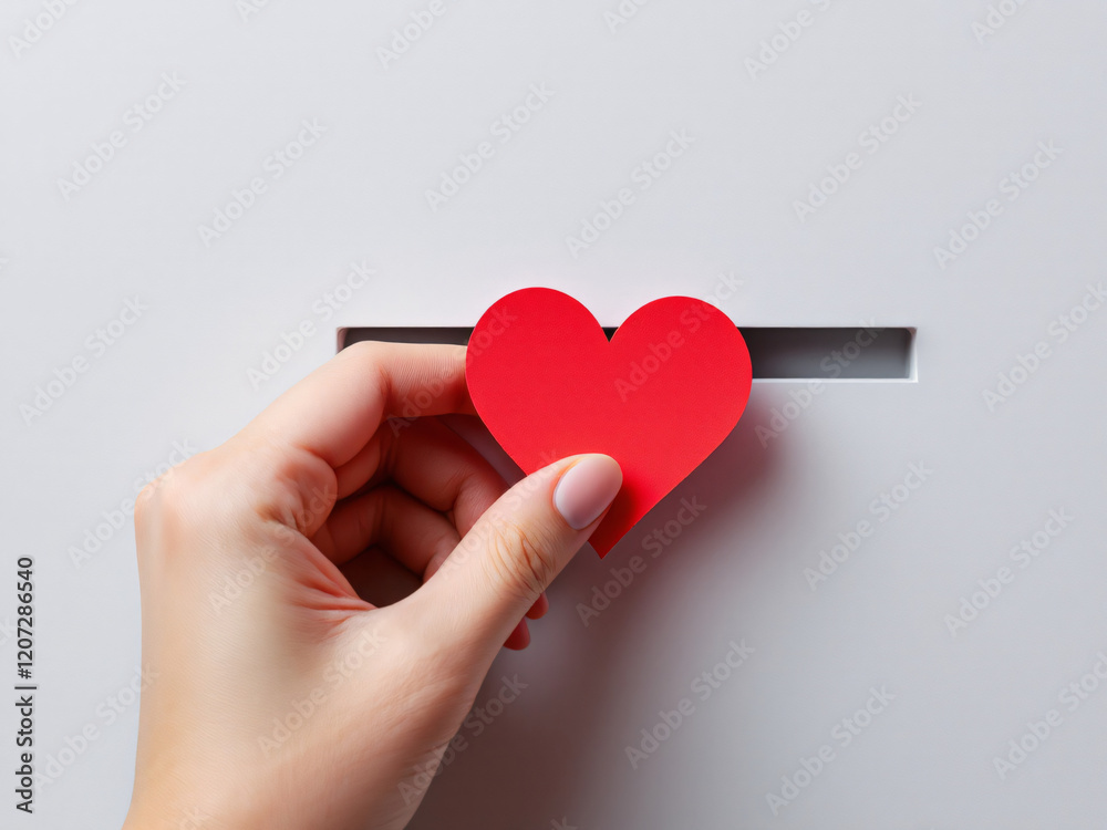 Fototapeta premium Donating to charity, showing love and support for social causes.