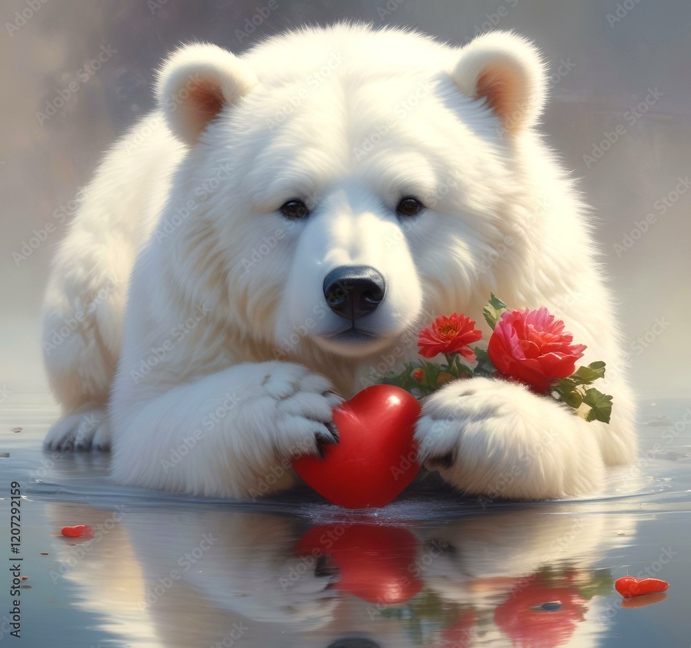 Illustration of fluffy bear with red heart. Illustration of fluffy bear with red heart.