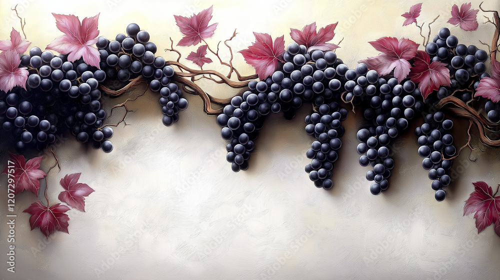 Closeup of grapevine set with grapes on the white background Closeup of grapevine set with grapes on the white background