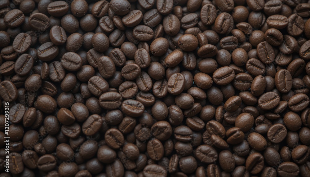 Fototapeta premium Roasted coffee beans close-up, background, texture, product
