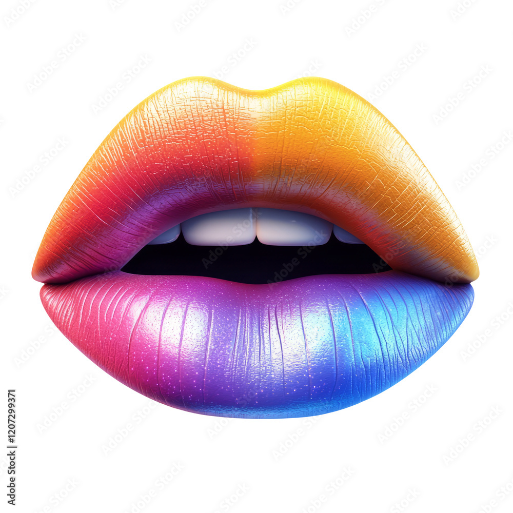 Colorful Lips with Gradient Shades Isolated on Transparent Background Colorful Lips with Gradient Shades Isolated on Transparent Background