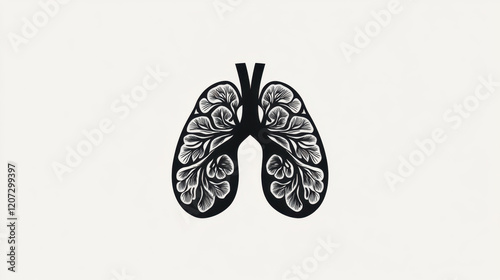 A stylized illustration of lungs with intricate leaf patterns, symbolizing breath and nature's connection to health. photo