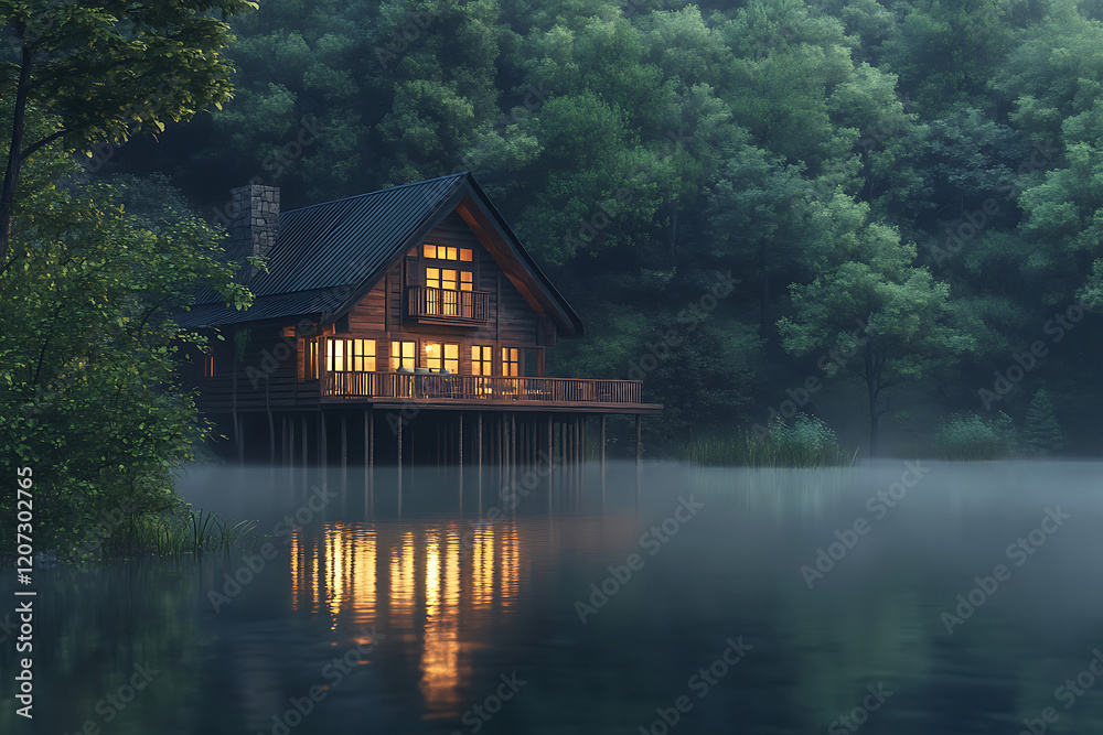 Whispers of Serenity A Tranquil Lakeside Retreat at Golden Hour Whispers of Serenity A Tranquil Lakeside Retreat at Golden Hour
