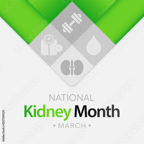 National Kidney month (NKM) observed annually in March to raise awareness about kidney disease. Vector illustration.