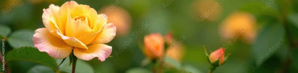Pastel yellow orange blooms on double climber rose Alchymist flowers, double climber, orange, garden Pastel yellow orange blooms on double climber rose Alchymist flowers, double climber, orange, garden