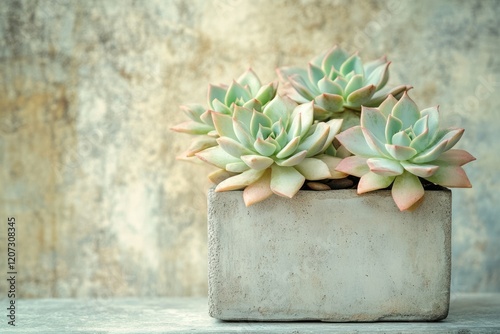 Wallpaper Mural Succulents in a concrete pot against a textured background, creating a minimalist, serene scene. Torontodigital.ca
