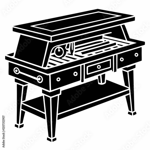 Vintage Carving Station Vector Illustration with Retro Design Elements