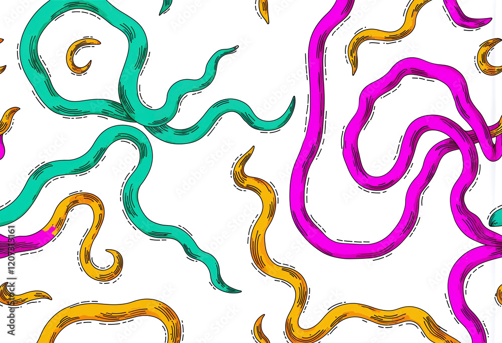 A colorful drawing of a bunch of squiggly lines in various colors. The lines are arranged in a way that they look like they are moving and twisting. Scene is playful and whimsical A colorful drawing of a bunch of squiggly lines in various colors. The lines are arranged in a way that they look like they are moving and twisting. Scene is playful and whimsical