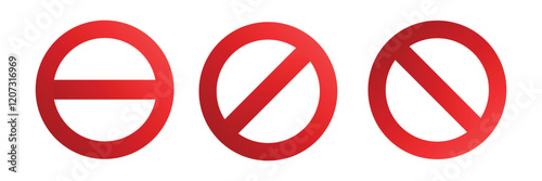 Free Download A set of three red prohibition icons in a modern, minimalistic design, featuring symbols for stop, ban, and no actions.  - GFXLoad