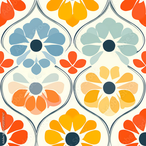A seamless pattern designed in an Eastern style, Seamless design allows for a perfectly continuous pattern with no visible seams.