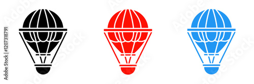 Icon for air ballon vector illustration in flat.