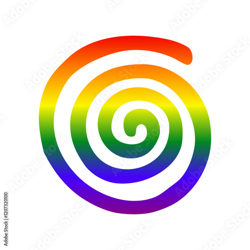 Logo lgbt. Mes del orgullo. Espiral con degradado con los colores de la bandera arco iris