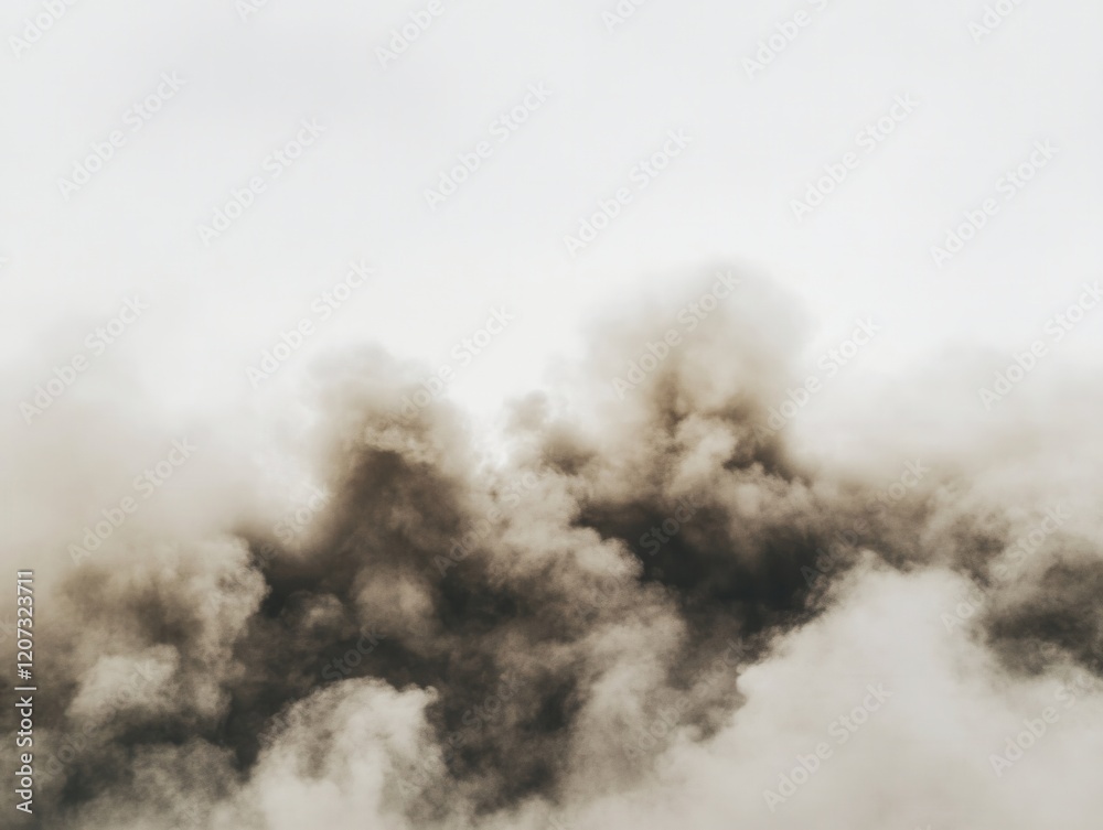 Obraz premium Dramatic Dark Smoke Cloud Formation Against a Light Sky Background Abstract Texture