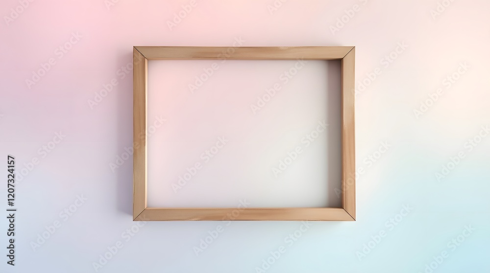 Simple Wooden Frame Pastel Background Empty Minimalist Design Simple Wooden Frame Pastel Background Empty Minimalist Design