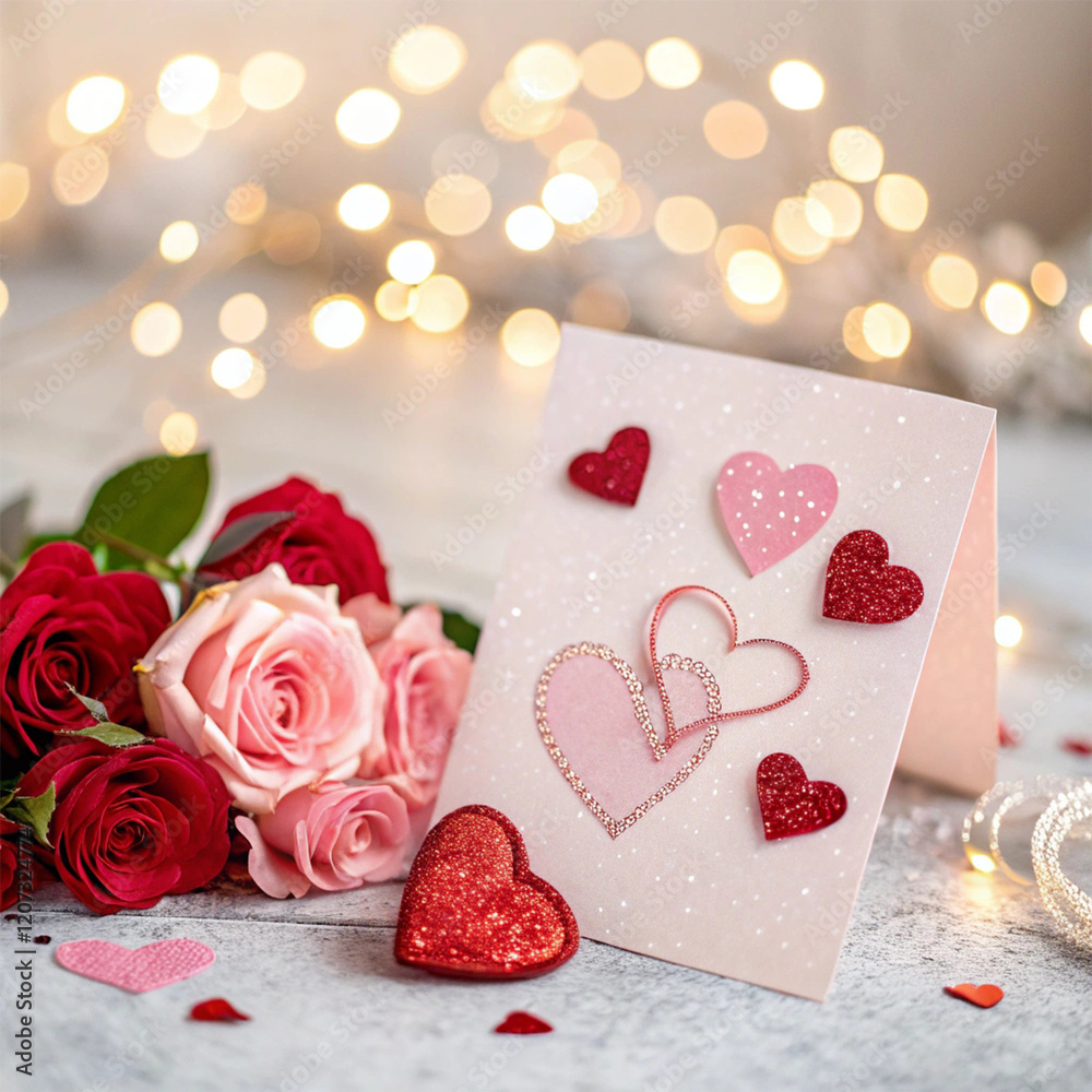 Beautiful happy valentines day greeting card with bokeh light effect Beautiful happy valentines day greeting card with bokeh light effect