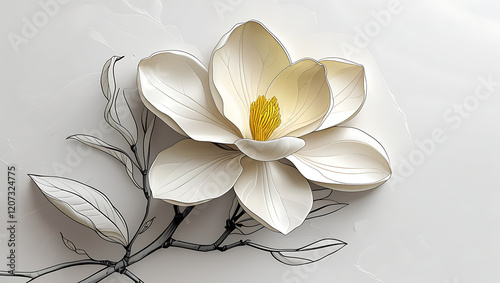 simple magnolia flower illustration, created by generative ai