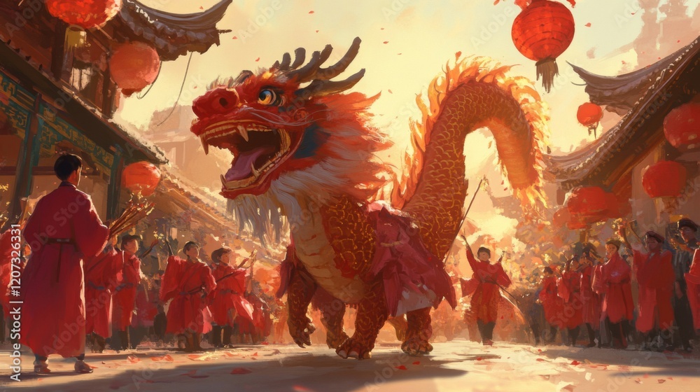 Fototapeta premium Spectacular Chinese Dragon Parade at Lantern Festival
