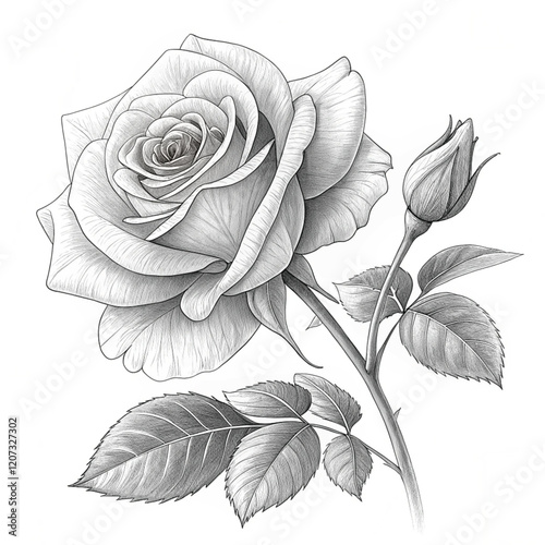 Rose coloring page , coloring page , vector, cartoon, color, coloring page