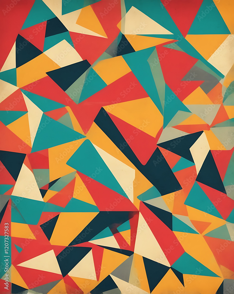 A retro-inspired background featuring bold geometric shapes in vibrant colors like red, yellow, and teal, with a textured vintage grain overlay A retro-inspired background featuring bold geometric shapes in vibrant colors like red, yellow, and teal, with a textured vintage grain overlay