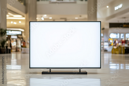 Empty blank white wide rectangle plasma screen