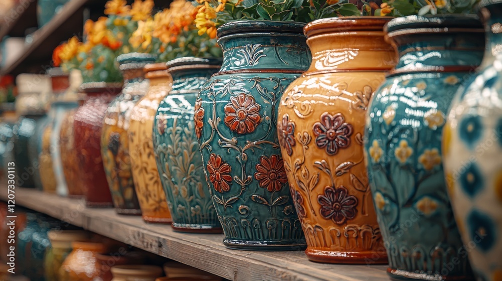 Colorful Ceramic Vases on Display Colorful Ceramic Vases on Display