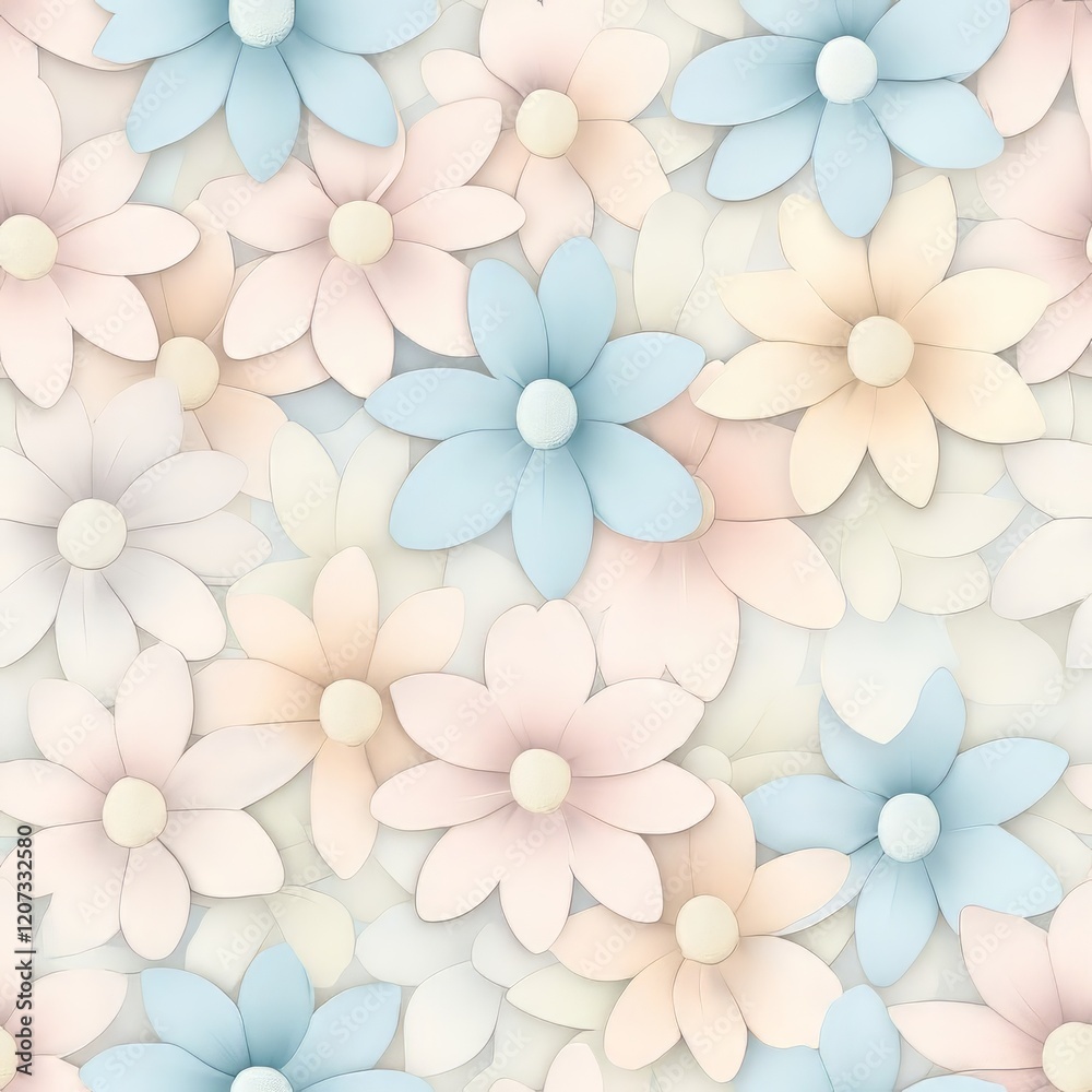 Obraz premium Pastel Paper Flowers Delicate Floral Background Design