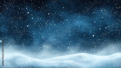 Snowy Night Landscape: Serene Winter Wonderland