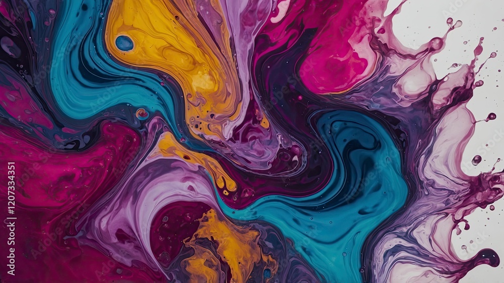 Two drops of color merged under water create colorful organic abstract form and shapes with detailed structures. Violet and magenta pink ink color swirl Two drops of color merged under water create colorful organic abstract form and shapes with detailed structures. Violet and magenta pink ink color swirl