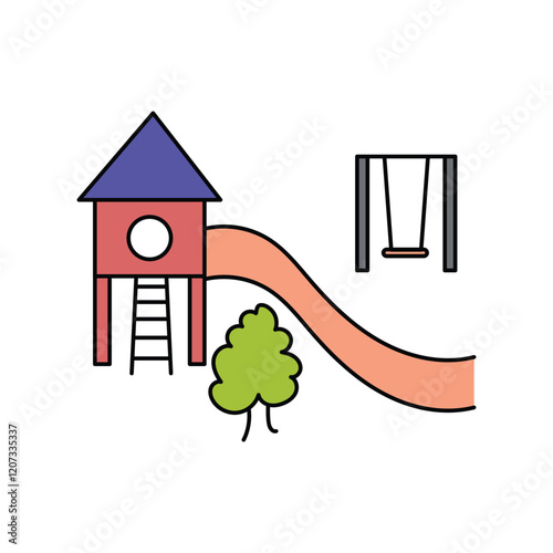 play ground lineal color line icon with white background vector stock illustration