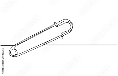 Continuous one line safety pin. Single line art safety pin.one continuous single drawn line art doodle outline safety pin