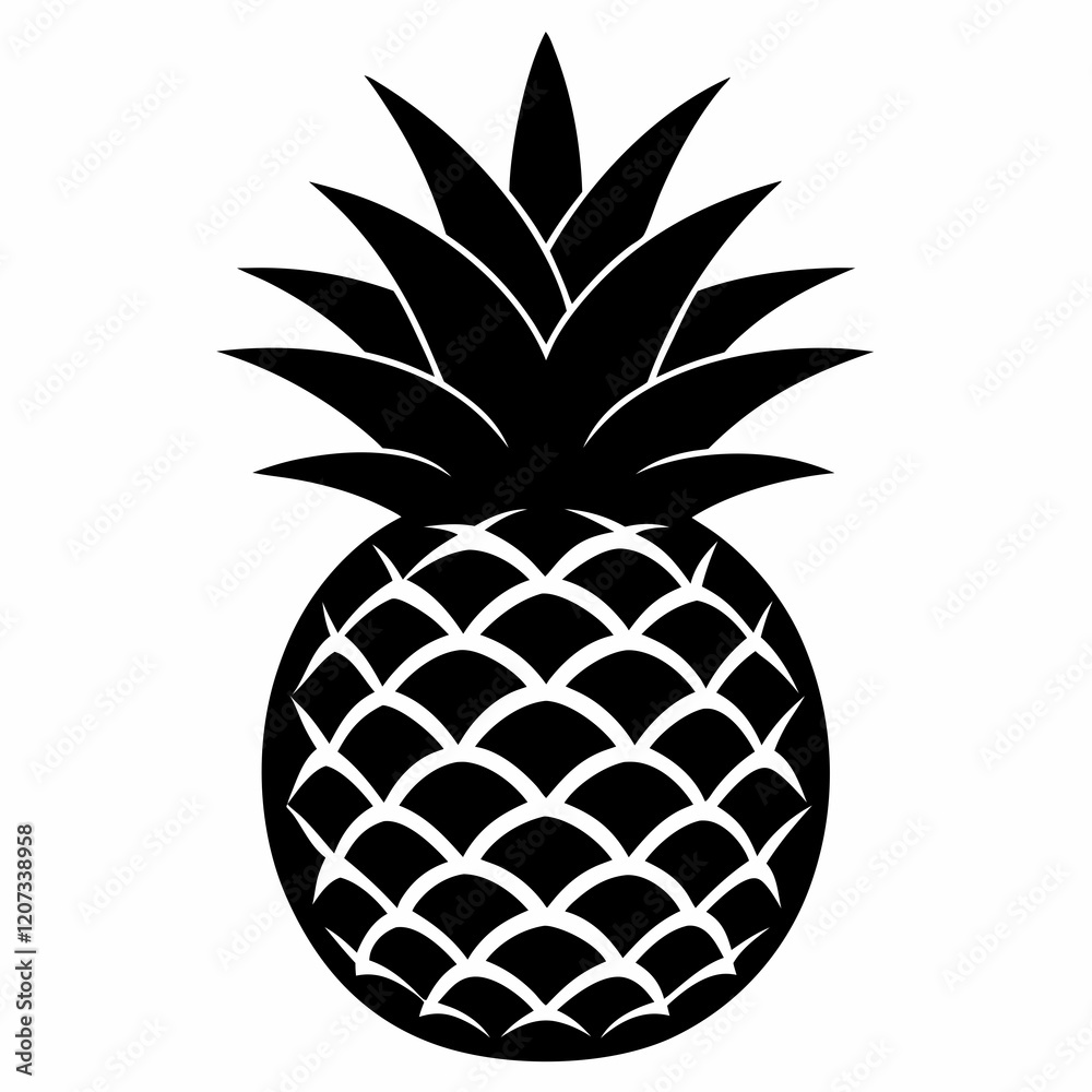 Obraz premium Black Pineapple Vector Illustration