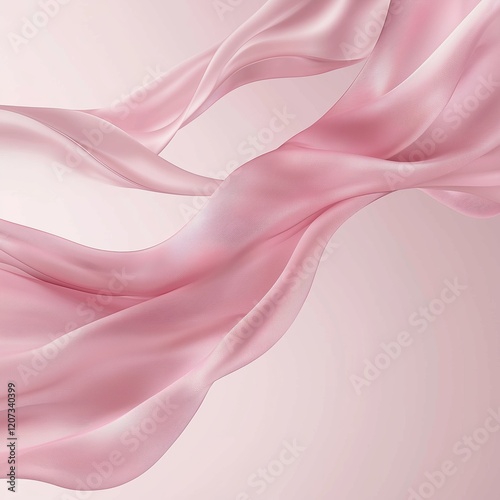 Smooth elegant pink transparent cloth separated on white background. Texture of flying fabric.