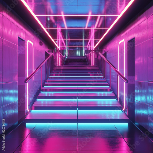 Neon Stairway to the Night Club