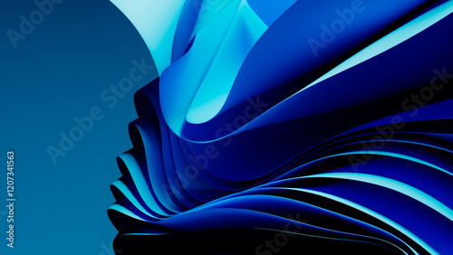 Geometric blue waves create an abstract technological background