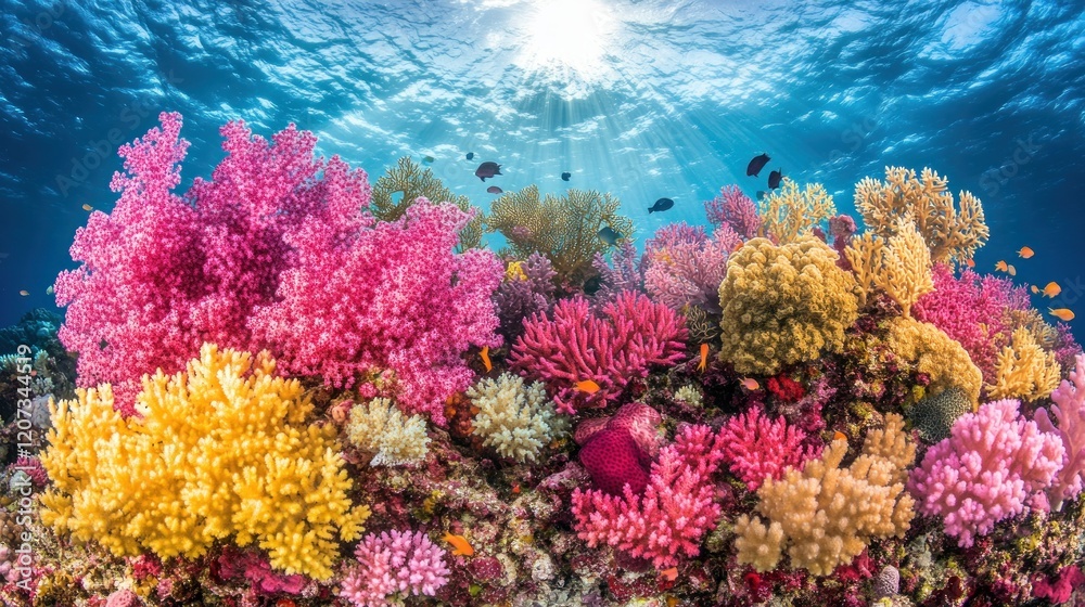 Fototapeta premium Vibrant Underwater Coral Reef Ecosystem