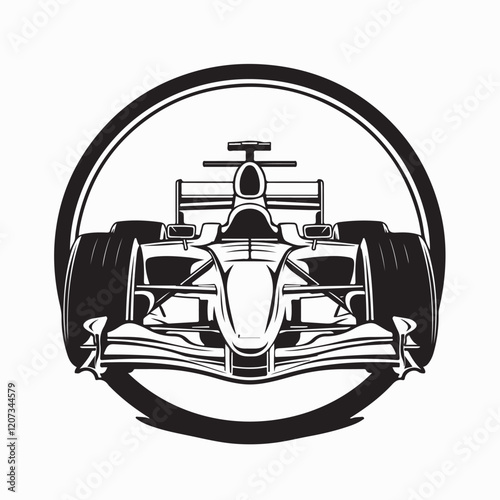 Formula One Car Front View  image vector. Illustration of a F1 car in front view image vector.