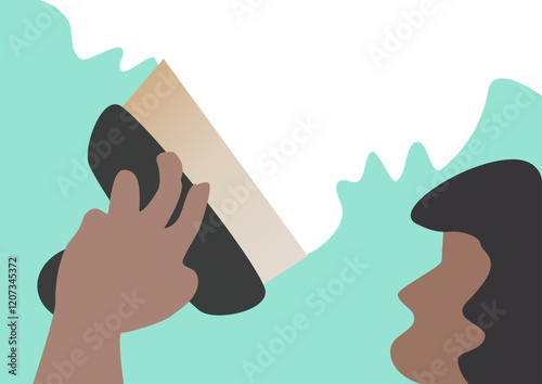 Illustration of a man holding a spatula in front of him