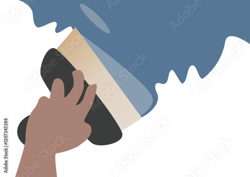 Illustration of a person putting a trowel on a wall