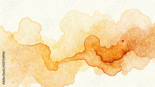 Background abstract brown soft watercolor paint cloud with tea or coffee stains on white background. Generated by AI.